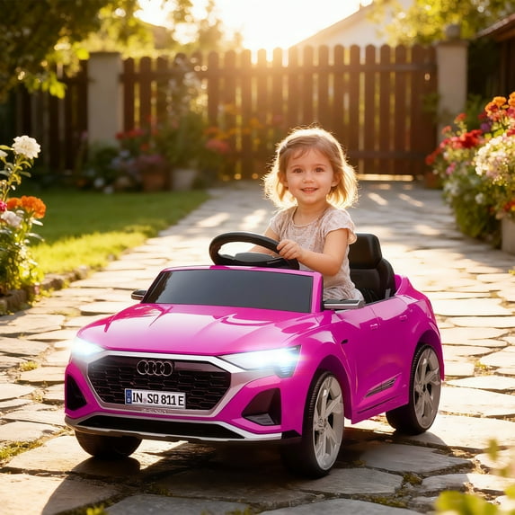 Qaba Audi Q8 e-tron Sportback Licensed 12V Kids Ride on Car, Battery Powered Kids Electric Car w/ Remote, 4 Spring Suspension Wheels, Pink