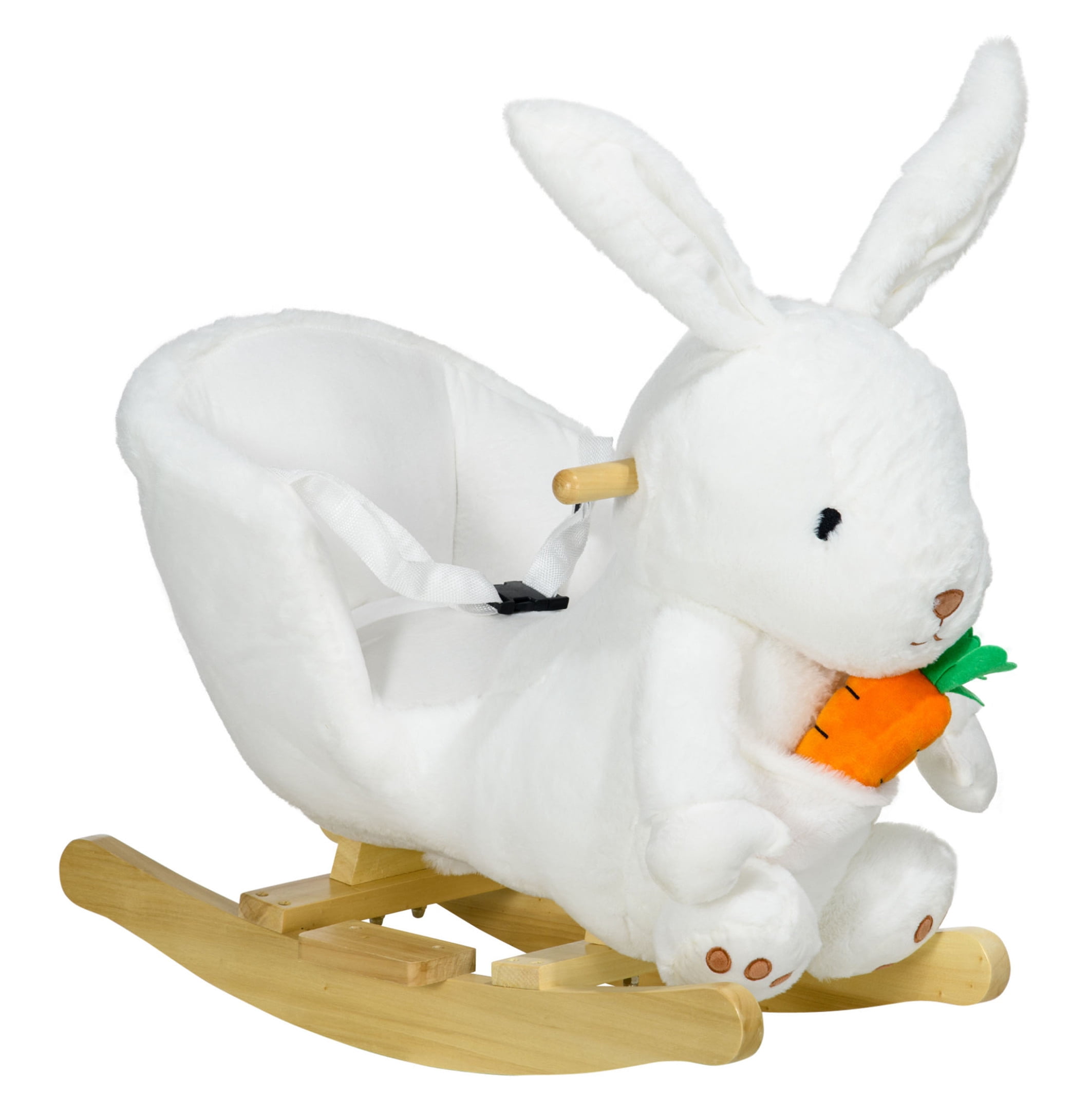 Qaba Baby Rocking Horse - Bunny Rabbit Ride On Toy with Sounds & Pedals ...