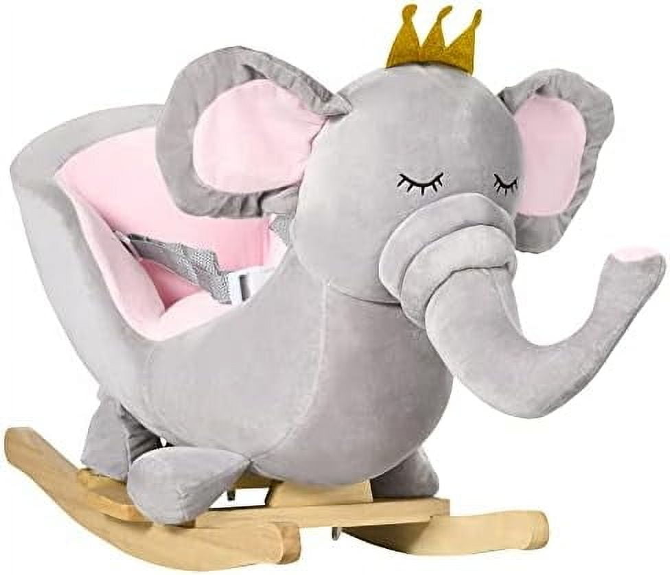 Qaba Baby Rocking Horse Elephant Rocking Chair Toddler Rocker Toy with ...