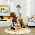 thumbnail image 1 of Qaba Baby Rocking Horse, Large Riding Horse, Plush Animal Rocker with Realistic Sound, Saddle, Toy for Boy Girl Ages 3-8 Years Old, Brown, 1 of 10