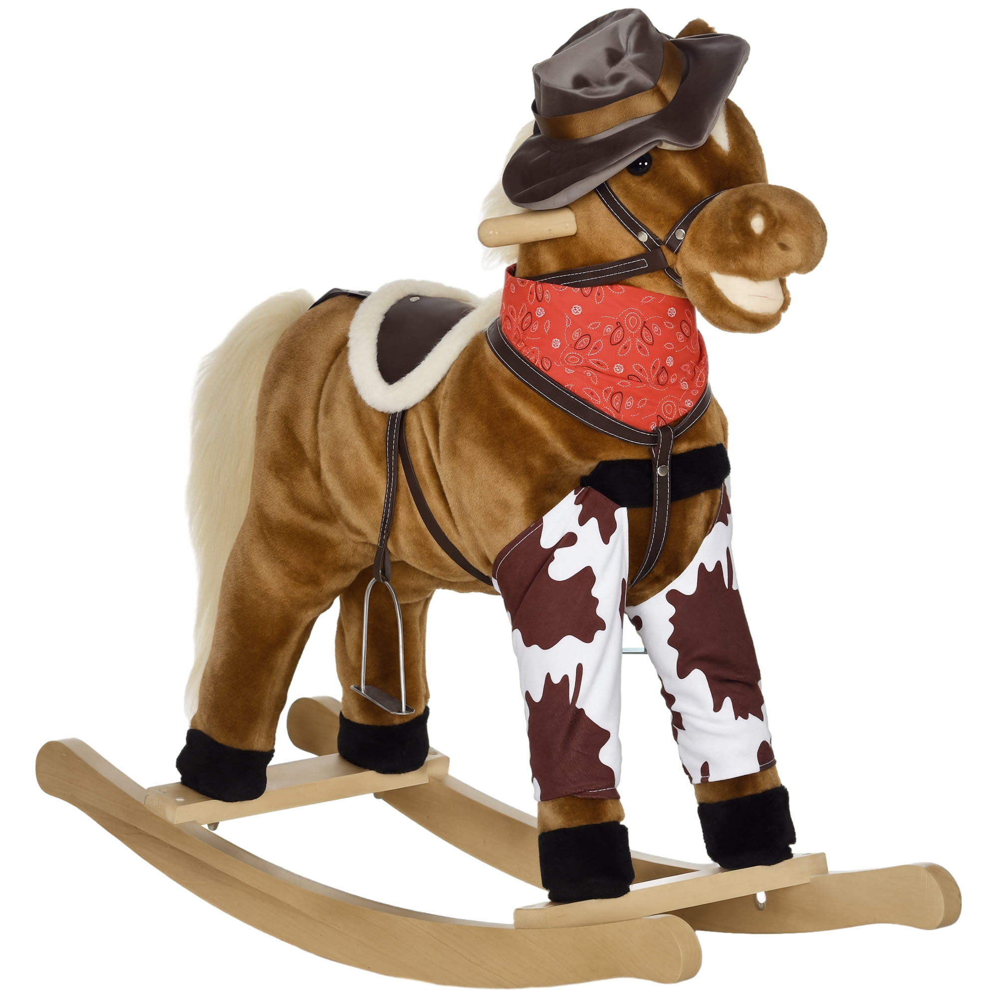 Walmart Rocking Horses Qaba Baby Rocking Horse, Large Riding Horse, Plush Animal Rocker with ...