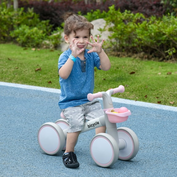 Qaba Balance Bike for Toddlers 1-3 Years with Adjustable Seat, Pink