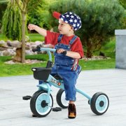 Qaba Tricycle for Toddlers Age 2-5 with Adjustable Seat, Toddler Bike for Children with Basket, Bell, Blue