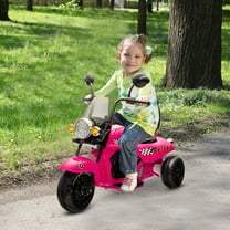 Qaba Electric Motorcycle for Kids, 3 Wheel 6V Battery Powered Motorbike w/ Headlights, Music, Forward & Reverse, Pink