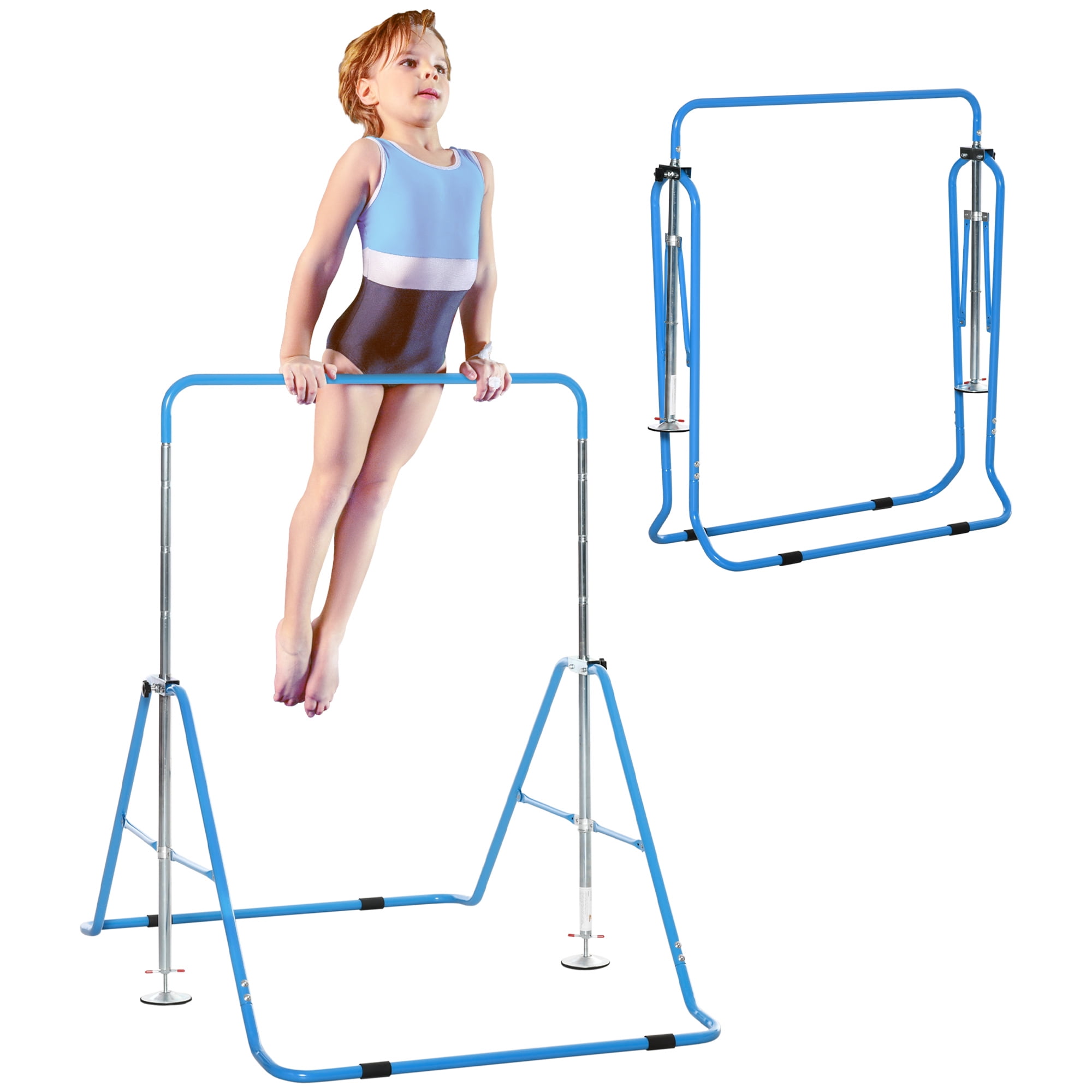Qaba Folding Gymnastics Bar for Kids with Shock Absorption, Adjustable