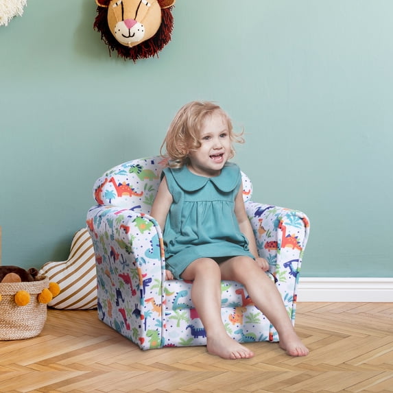 Qaba Kid's Sofa Armchair with Dinosaur Design and Thick Padding