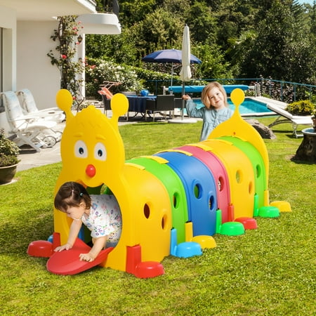Qaba Kids Caterpillar Tunnel Climb-N-Crawl Play, 106.75" x 39.75" x 41.25"