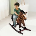 thumbnail image 1 of Qaba Kids Metal Plush Ride-On Rocking Horse Chair Toy, Dark Brown/White, 1 of 10