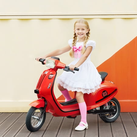Qaba Kids Motorcycle, 24V Electric Motorcycle with Rear Suspension, LED Lights, Ride On Toy with 3-Speed Control for 8-12 Years Boys and Girls, Red