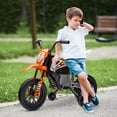 thumbnail image 1 of Qaba Kids Motorcycle with Twist Grip Throttle, 12V Electric Motorcycle with Training Wheels, Rear Suspension & Music, Orange, 1 of 10