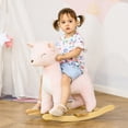 thumbnail image 1 of Qaba Kids Plush Ride-On Rocking Horse Deer-shaped Plush Toy Rocker with Realistic Sounds for Child 36-72 Months Pink, 1 of 9