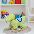 thumbnail image 1 of Qaba Kids Plush Ride-On Rocking Horse Toy Dinosaur Ride on Rocker Green with Realistic Sounds, 1 of 8