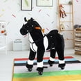 thumbnail image 1 of Qaba Kids Plush Ride On Toy Walking Horse with Wheels and Realistic Sounds, 30"H, Black, 1 of 9