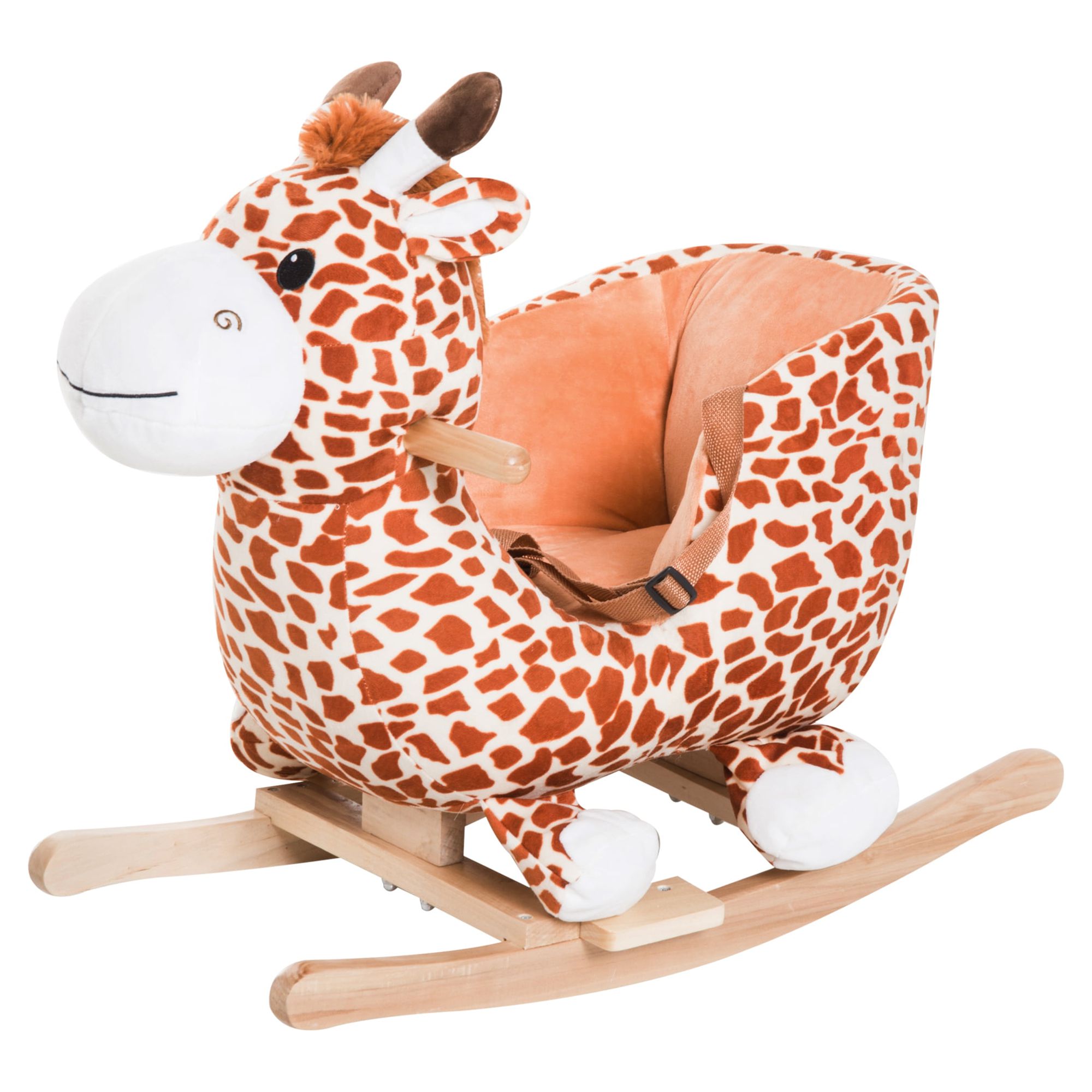 Qaba Kids Plush Rocking Horse Giraffe Style Themed Ride-On Chair Toy With Sound Brown - image 1 of 10