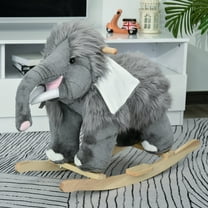 Qaba Kids Ride-On Rocking Horse Toy Mammoth Style Rocker with Fun Music & Soft Plush Fabric for Children 3  Years