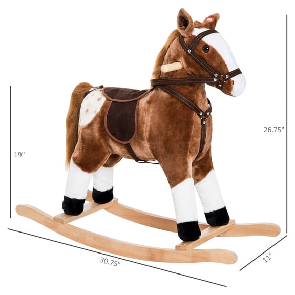 Qaba Kids Rocking Horse Pony - Pink Toddler Ride Toy - 5lb Plush Animal Gift