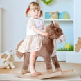 thumbnail image 1 of Qaba Kids Rocking Horse, Ride on Horse for Toddlers with Soft Plush Body, Wooden Base, Handle Grip for 3+ Year Old Boys and Girls, Brown, 1 of 9