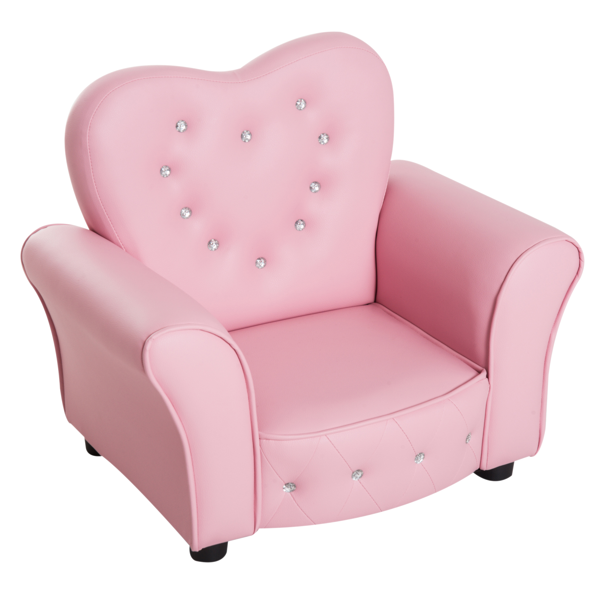 Qaba Kids Sofa Toddler Tufted Upholstered Sofa Chair Princess Couch Furniture with Diamond Decoration for Preschool Child, Pink - image 1 of 9