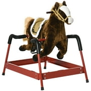 Qaba Kids Spring Rocking Horse for Kids, Dark Brown Horse