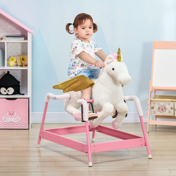 Qaba Kids Spring Rocking Horse for Kids, Unicorn