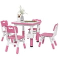 thumbnail image 1 of Qaba Adjustable 5-Piece Pink Activity Table & Chair Set: MDF/Metal, 18mo-5yr, 7-Height Table, 3-Height Chairs, Storage Box, Classroom/Nursery Furniture, 1 of 10