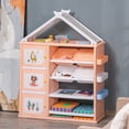 thumbnail image 1 of Qaba Kids Toy Storage Organizer with 4 Bins, Storage Cabinets, Bookshelf and 4-Layers Toy Collection Shelves, Orange, 1 of 9
