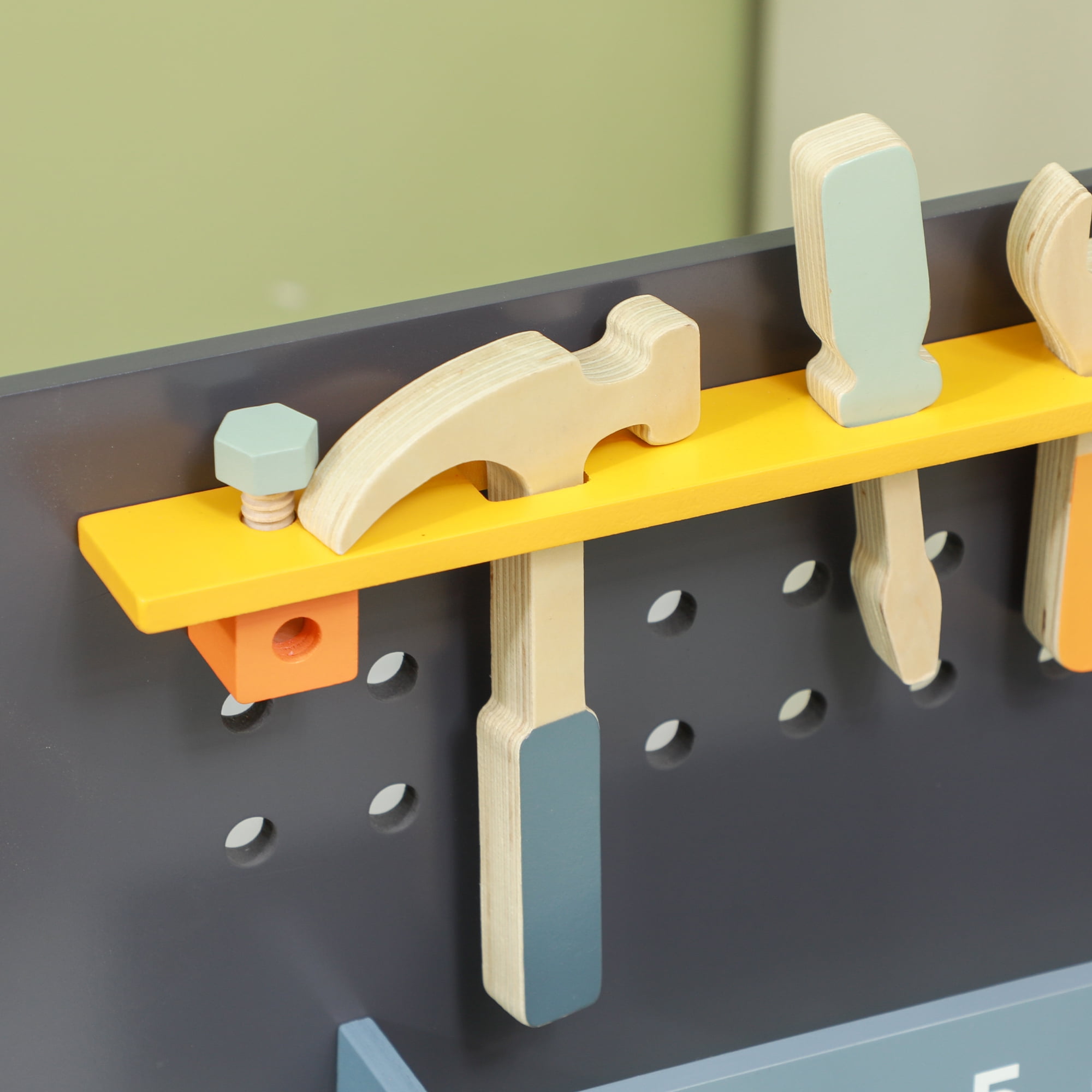 Qaba Kids Wooden Tool Bench,49 Piece Kids Workbench Playset,Pretend ...