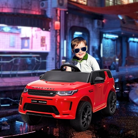 Qaba Land Rover Discovery Sport Licensed 12V Kids Ride on Car, Battery Powered Toy Car w/ Remote Control Soft Start, LED Lights, Music Horn, Red
