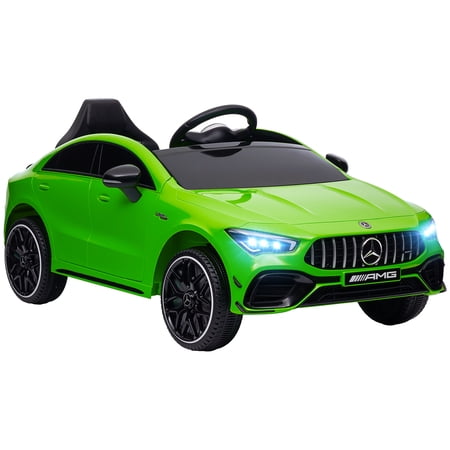 Qaba Mercedes-Benz AMG CLA 45 Licensed 12V Kids Electric Car, Battery Powered Ride on Car with Remote Control, Transport Wheels, Spring Suspension, LED Lights, Music Horn, Green