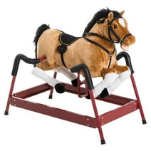 Qaba Plush Toddlers Spring Rocking Horse with Realistic Sounds, Brown