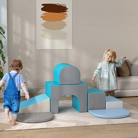 Qaba 7-Piece Kids Crawl and Climb Activity Play Set, Contemporary