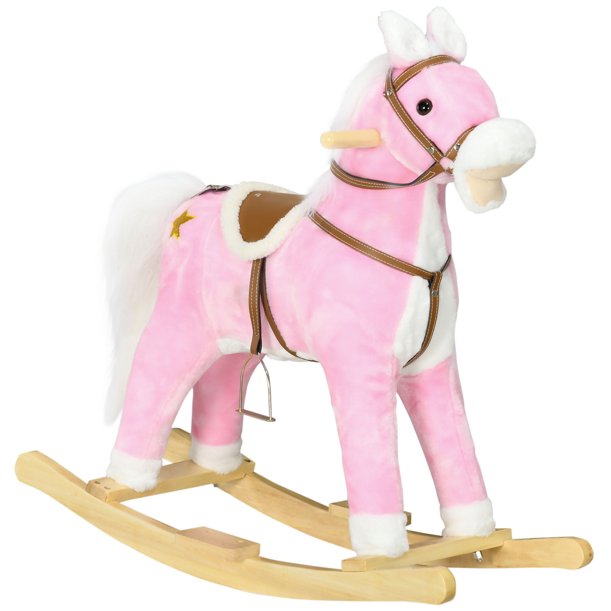 Qaba Rocking Horse Toddler Ride On Horse with Sound Saddle - Walmart.com