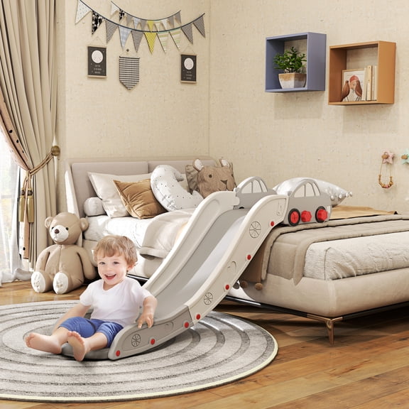 Qaba Toddler Slide, Couch Slide for Bed, Sofa, Extra Length Indoor Couch Slide for Toddler, Baby, Child, Easy to Assemble, Gray