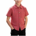 thumbnail image 1 of Qabnzmfo Boys Plaid Button Down Shirt with Pocket Short Sleeve Collared Shirts Relaxed Fit Casual Vacation Tops,Sizes 1-12 Years, 1 of 8