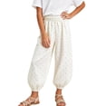 thumbnail image 1 of Qabnzmfo Cotton Pants for Kids Girls Elastic Waist Loose Fit Lounge Trousers Breathable Lightweight Summer Beach Vacation Pants, 1 of 5