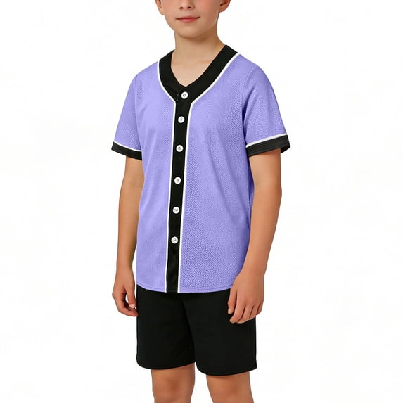 Qabnzmfo Toddlers Boys Girls Baseball Jersey Shirt Button Down Quick Dry Performance Athletic Tops Gym Play Sports Kids Clothes,Sizes 1-13 Years
