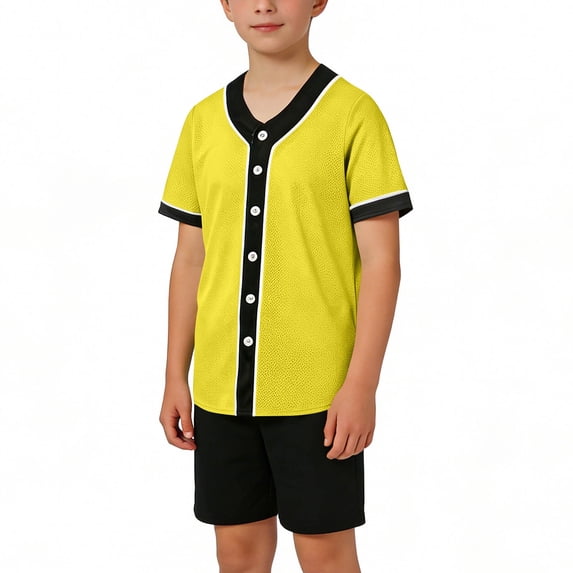 Qabnzmfo Toddlers Boys Girls Baseball Jersey Shirt Button Down Quick Dry Performance Athletic Tops Gym Play Sports Kids Clothes,Sizes 1-13 Years