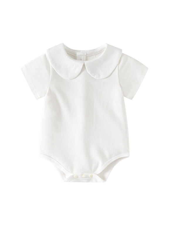 Unisex Baby Bodysuit Cotton Newborn Clothes Collar Short Sleeve Breathable Comfortable Summer Bodysuits,Sizes Newborn-18 Months