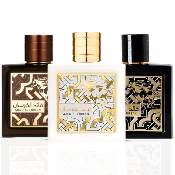 Qaed Al Fursan, Qaed Al Fursan Unlimited & Qaed Al Fursan Untamed Eau de Parfum Sprays 90ml (3.04 oz) by Lattafa (Collection)