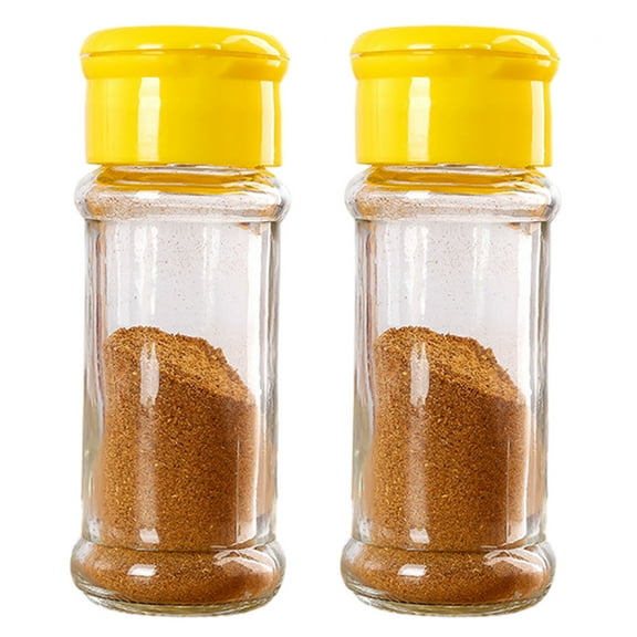 Qalabka Spice Jars,Round Spice Bottles for Kitchen Spice Storage -2 Pieces Yellow,Green-80 ml