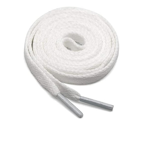 Qalabka Wear-resistant Shoe Strings,Flat laces for fashionable sneakers, tennis shoes, golf shoes, trail running shoes or boots.2 pairs of 120 cm long 0.8 cm wide laces, white