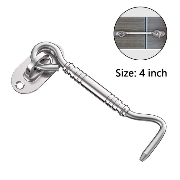 Qalabka Window Catch Safety Lock,Adjustable Hatch Door Lock,For Locking Windows,Shutters,Barns,Sliding and Bi-fold Doors,Gates 1pc 4-inch-Silver