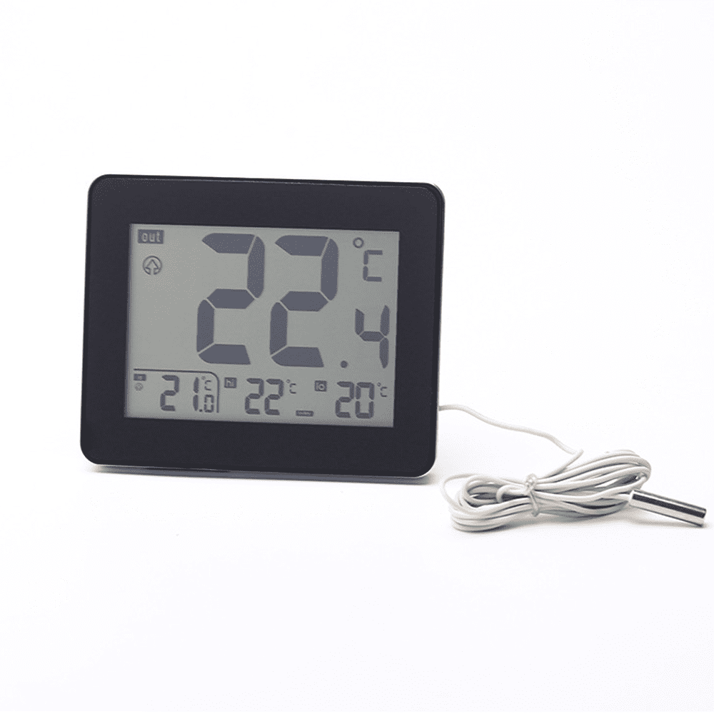Qalabka Wired Indoor/Outdoor Thermometer, Digital Hygrometer, Oversized LED Digits, Humidity Monitor, 1 Unit,