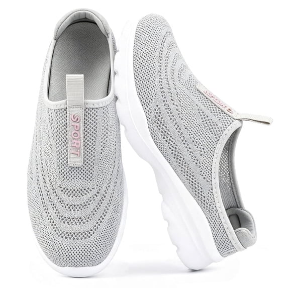 Qaltryn Breathable Mesh Mules for Women with Cushioning Insole Slip on Sneakers Lightweight Flats Non Slip Comfort Walking Shoes for Casual & Work Dressy Mules Shoes