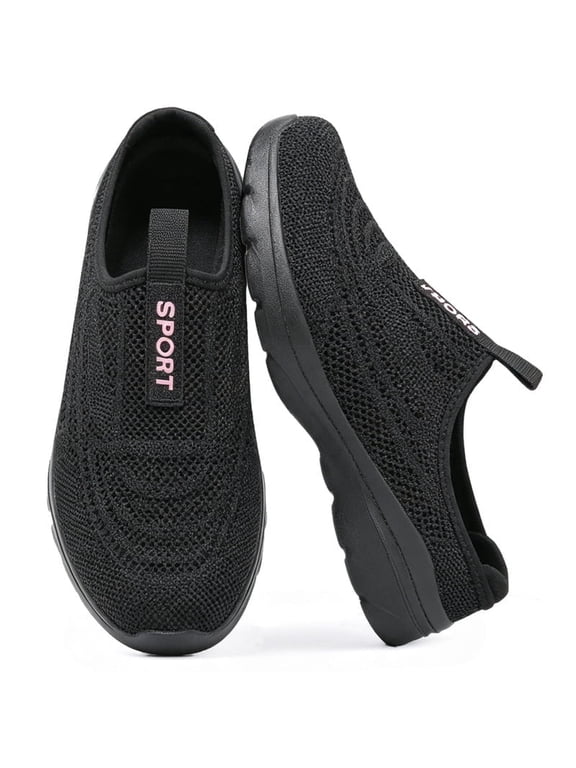 Breathable Mesh Mules for Women with Cushioning Insole Slip on Sneakers Lightweight Flats Non Slip Comfort Walking Shoes for Casual & Work Dressy Mules Shoes