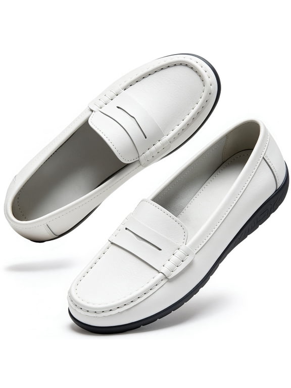 Comfort Flats for Women Lightweight Casual Dressy Shoes Non Slip Flats Sole Penny Loafers Slip On Flats for Walking & Work