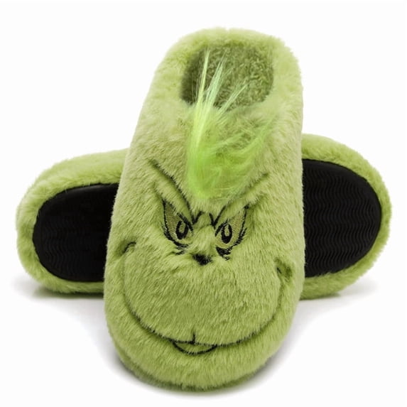 Qaltryn Unisex Fuzzy Plush Christmas House Slippers Warm Non‑Slip Indoor Outdoor Family‑Matching Festive Winter Holiday Gift Footwear