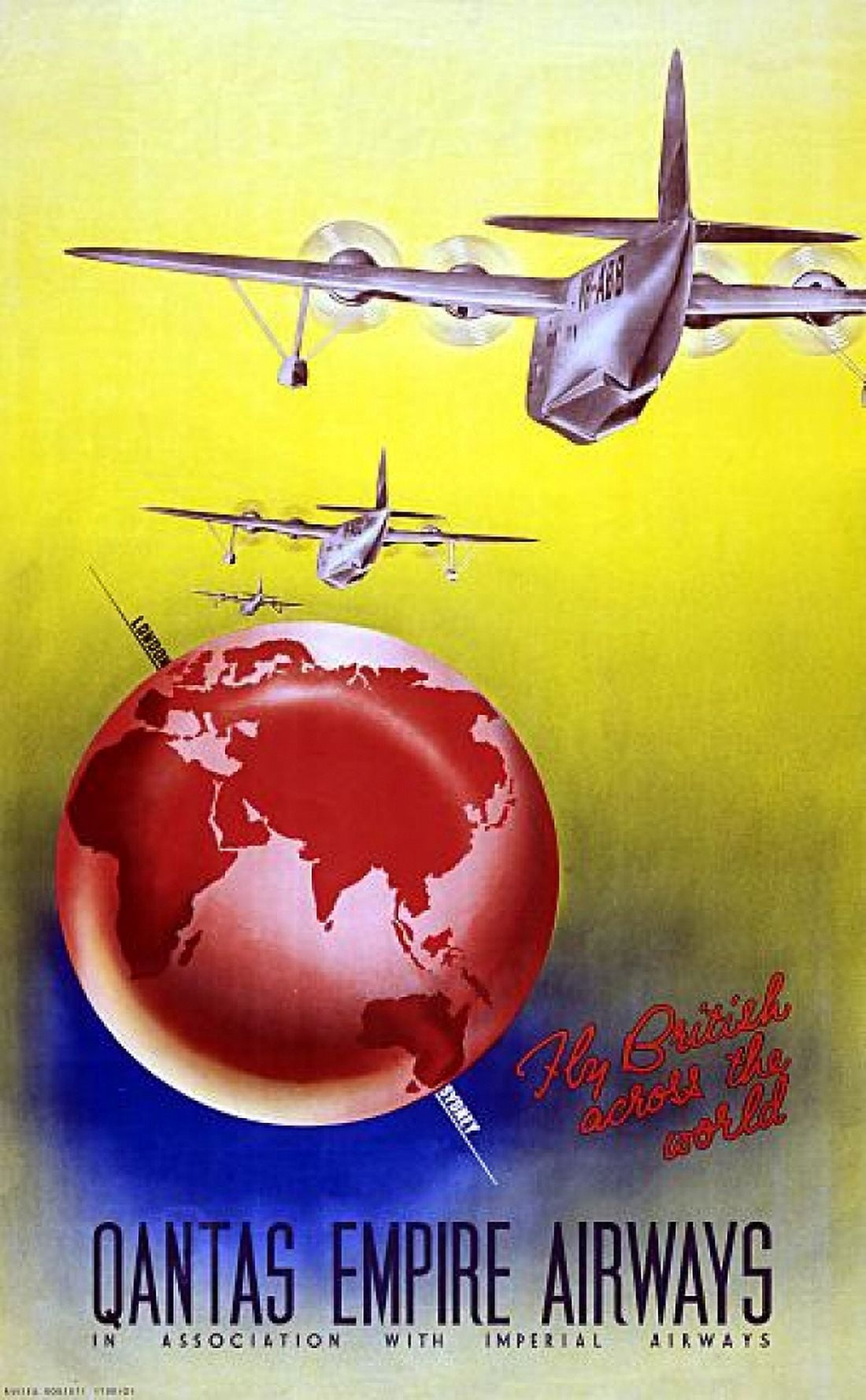 Qantas Empire Airways Old Vintage Travel Canvas Art - (18 x 24)