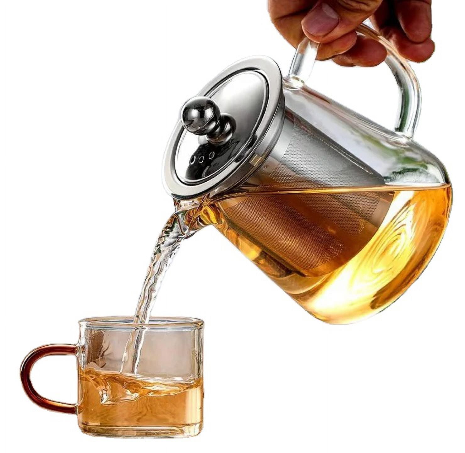 Qaray 18.5 oz Glass Teapot Heat Resistant Kettle with Infuser, Stainless Steel Filter, Clear Transparent Vase 550ml Capacity