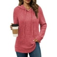 thumbnail image 1 of Qaspx Hoodies for Women Lightweight Hooded Sweatshirts Long Sleeve Shirts Fall Knit Tops, 1 of 5